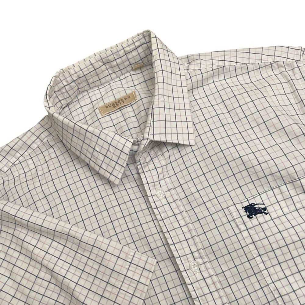 Burberry Brit Short Sleeve Button Down Shirt Mens XL White Check Cotton Pocket - Picture 3 of 10